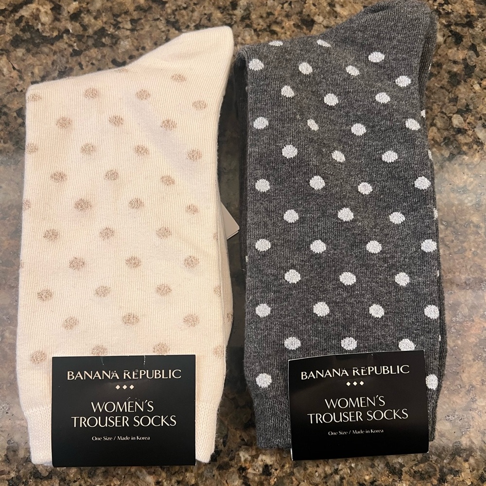 Banana Republic Women's Polka Dot Trouser Socks - Cream and Gray